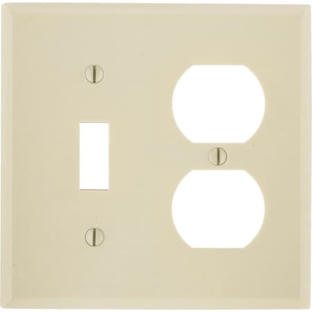 Leviton Oversized 2-Gang Thermoset Single Toggle/Duplex Outlet Wall Plate, Ivory 001-86105
